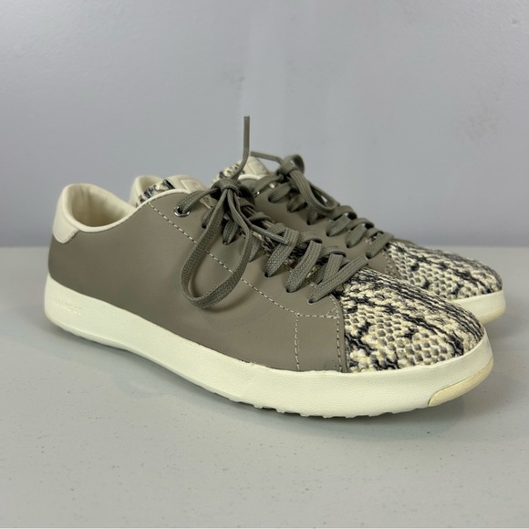 Cole Haan Green and Cream Sneakers with Snakeskin Pattern Size 7 - Picture 2 of 8